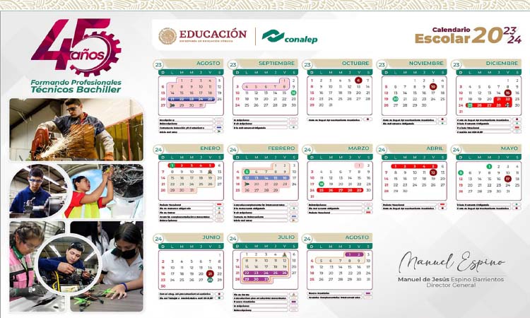 Calendario Escolar Conalep 2023-2024