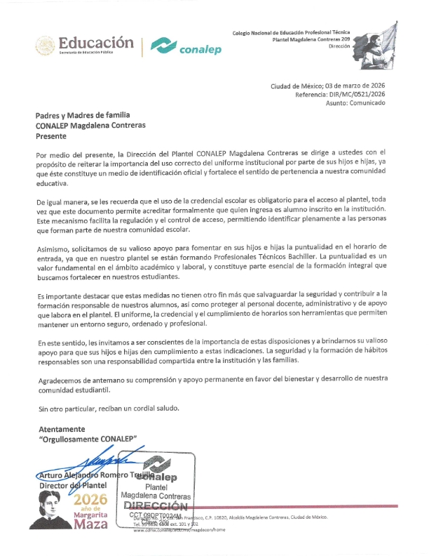 UNIFORME Y CREDENCIAL 2026